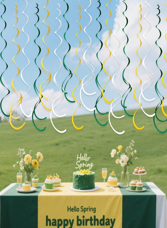 بينك بلوم 36 قطعة من زينة حلزونية معلقة باللون الأخضر والأصفر والأبيض، مصنوعة من اللباد، على شكل شرائط حلزونية، لتزيين الأسقف، وحفلات التخرج، وأعياد الميلاد، وحفلات الزفاف، والتقاعد، وحفلات استقبال المولود، وحفلات الربيع والصيف، وحفلات الحدائق. - Image 4